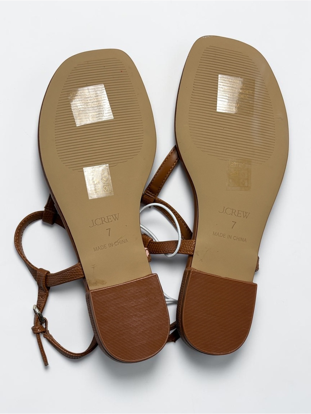 NWT J Crew Factory Ankle Strap Thong Sandals 7 Cognac Brown CI956 - Picture 4 of 5